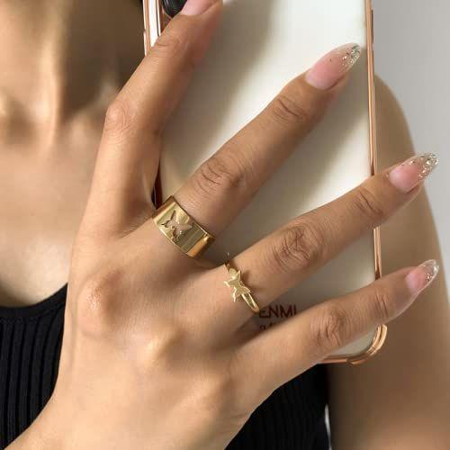 Golden Butterfly Matching Wrap Finger Ring