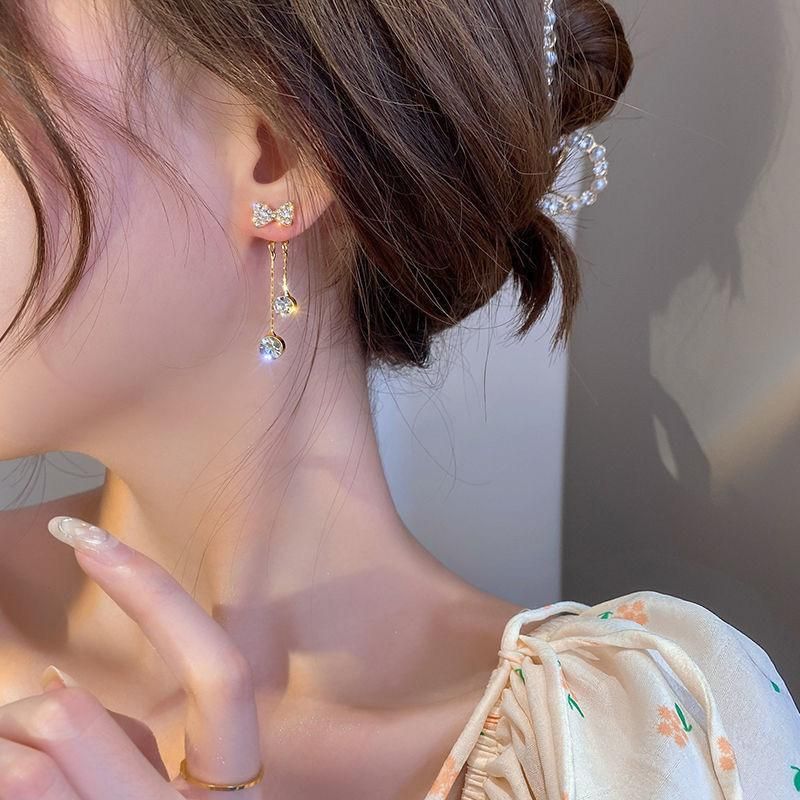 Trendy bowknot tassel fashion sweet earrings women