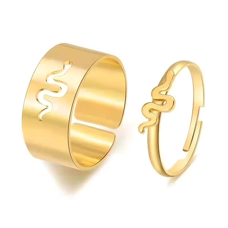 Golden Snake Matching Wrap Finger Couple Ring