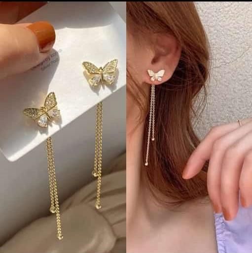 New Trendy Long Tassel Butterfly Drop Earrings Gold Color 2022 Modern Women Hanging Earrings Summer Jewelry Girls Party Gift