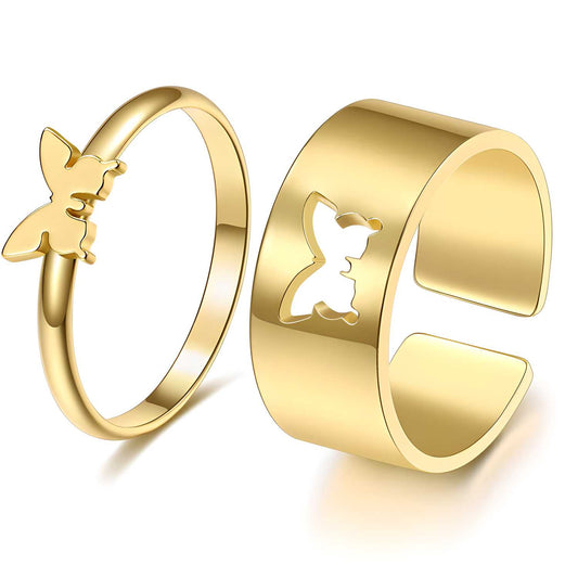 Golden Butterfly Matching Wrap Finger Ring