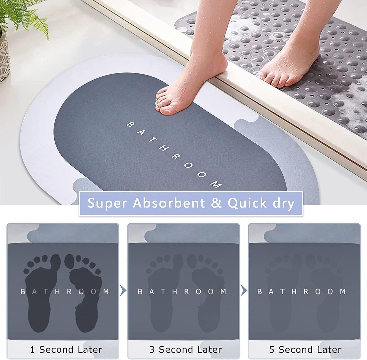 Quick Drying Water Soak Bathroom Mat & Water Absorbent Door Mat, Floor Mat, Doormat